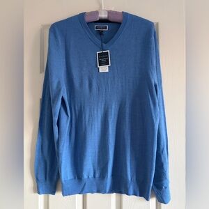 NWT Club Room Wool Blend Sky Blue V-Neck Sweater Men Size Small